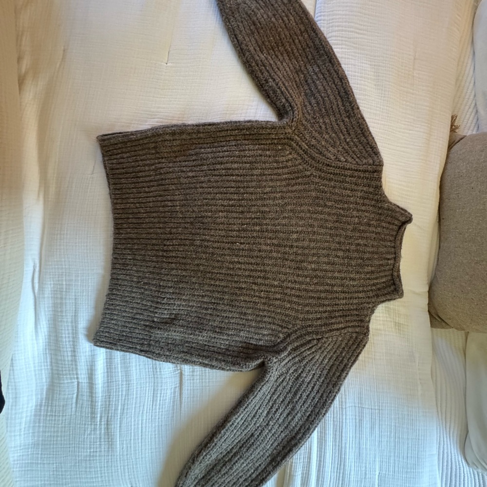 Madewell Brown Ribbed Crew Neck Sweater